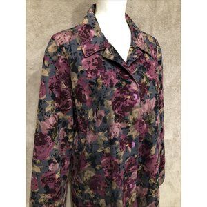 18X Plus Floral Multicolor Jacket Blazer Long Sleeve Cotton FDL #395